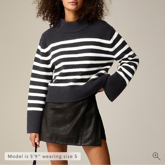 J. Crew Black Ivory Chunky Crewneck Sweater in Supersoft Yarn/NWT/L - Picture 2 of 13